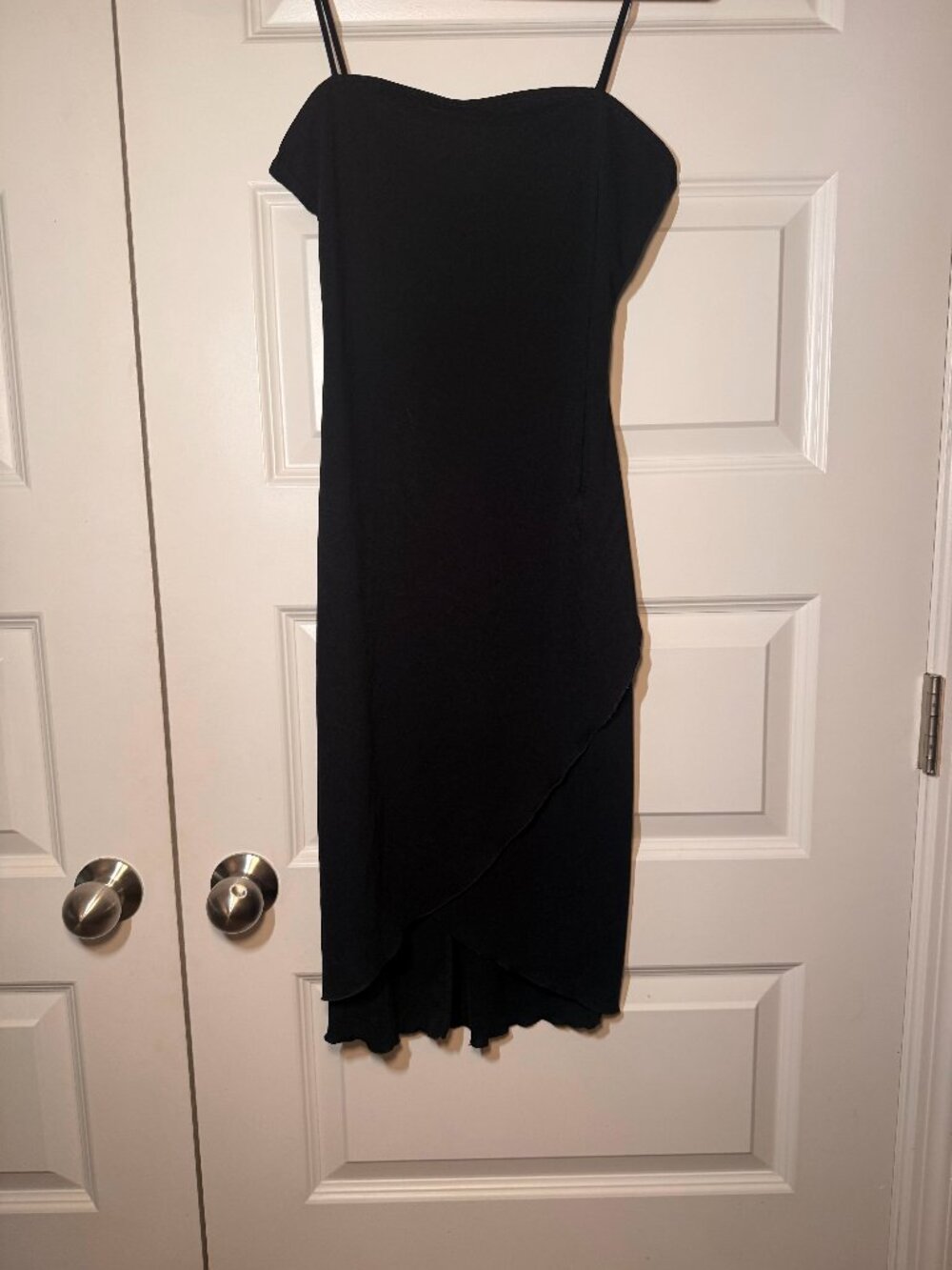 Vintage 90s Finesse USA Black Midi Dress | Fitted | Size M